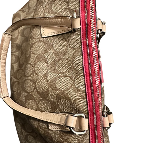 Coach Brown and Pink Signature Shoulder Bag - Picture 4 of 11